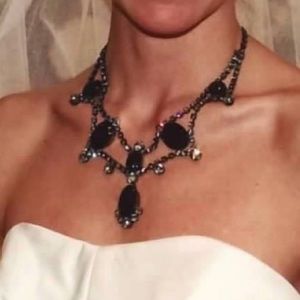 Kenneth Jay Lane black gem rhinestone necklace